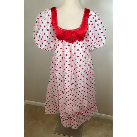 FOR LOVE & LEMONS Rhoda Polkadot Puff Sleeve Sheer Midi Dress Size XS - Picture 4 of 9